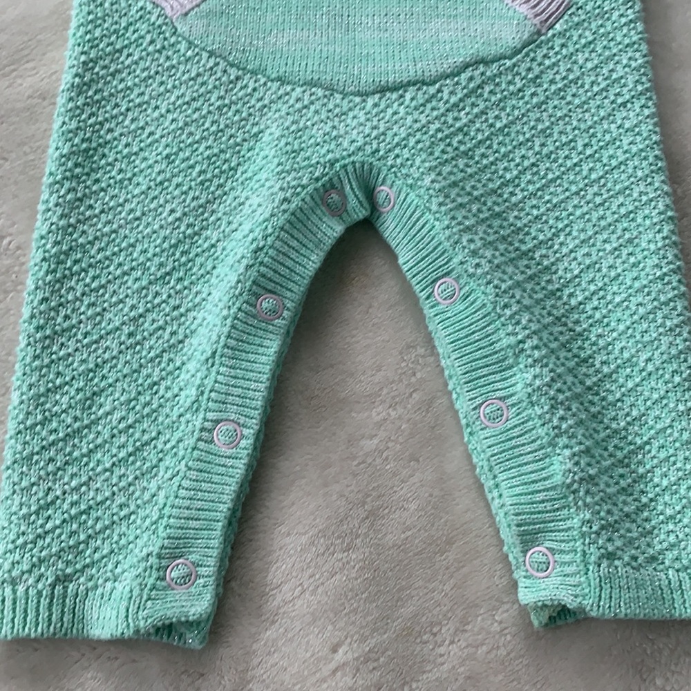 🦄 Cat & Jack 0-3M Mint Green Unicorn Romper EUC - Picture 5 of 11